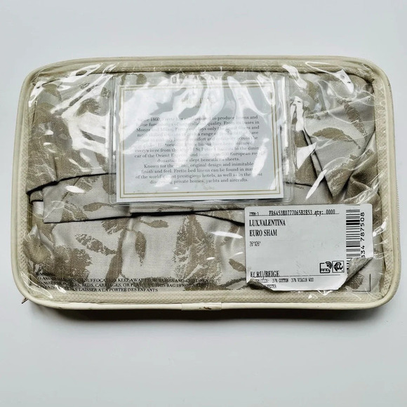 Frette Pair (2) Lux Valentina Euro Sham Ecru Beige Floral Cotton Wool Polyester - Picture 2 of 7